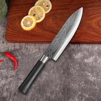 Laser Damascus Pattern Utility Kitchen Knives Set